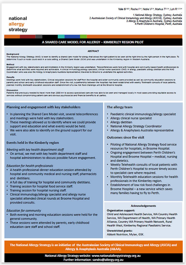 A Shared Care Model for Allergy – Kimberley Region Pilot
