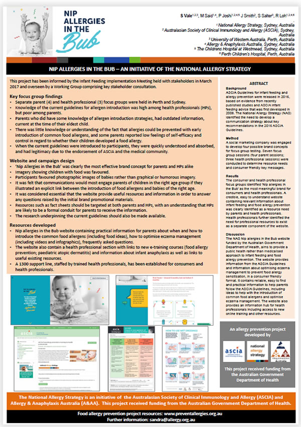 Nip Allergies in the Bub An Initiative of the National Allergy Strategy